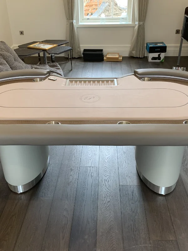 Full side-on view of the Premier table showing twin Aero pedestals