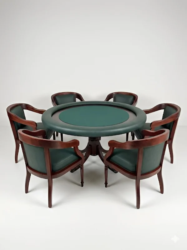 The Regency table surrounded by six matching mahogany carver chairs